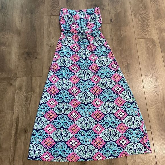 Lilly Pulitzer Marlisa Maxi Dress Bright Navy Behind The Gate Size Medium - Picture 3 of 9